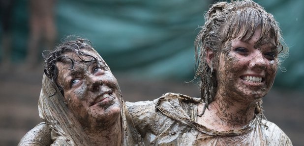 Muddy women Glastonbury